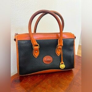 Dooney & Bourke Black and Brown Pebbled Leather Satchel